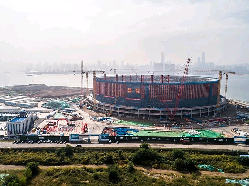 China stadium construction in Dalian well underway