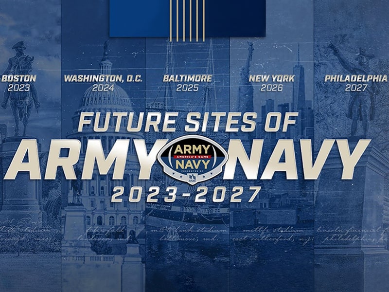 Army vs Navy football in five different locations