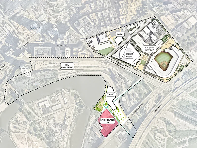 Rock Entertainment Group, Bedrock Detroit and Live Nation partnering on a new amphitheater next to Cleveland Cavaller’ new performance center