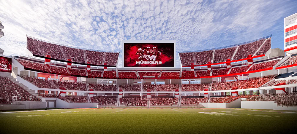 Memorial Stadium Big Red Rebuild fan-first aim