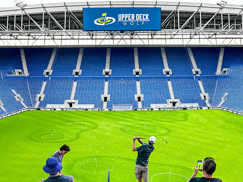 Golf inside Hill Dickinson Stadium