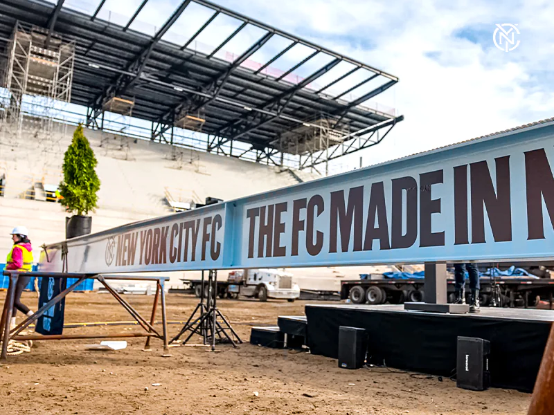 Topping-out ceremony in New York at Etihad Park