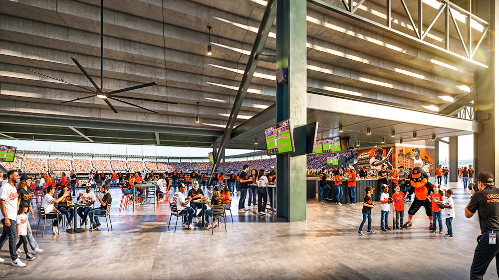 Oriole Park at Camden Yards with new social space